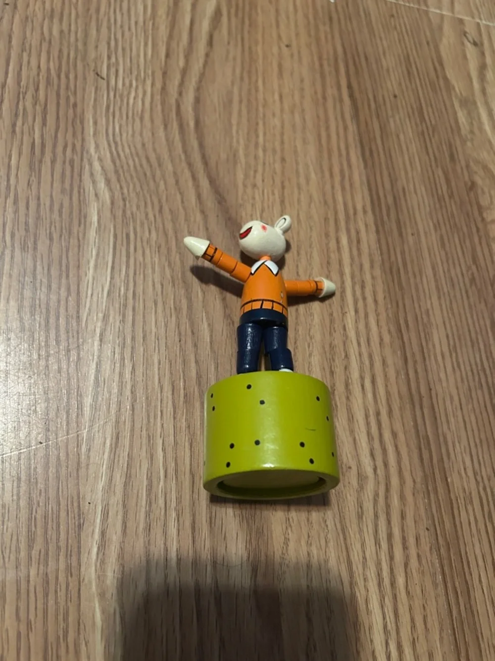 Orange & Blue Wooden Push Puppet Toy for Kids